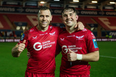 Gareth Davies and Ioan Lloyd celebrate winning 18/10/2024