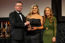 2024 PwC Camogie Soaring Stars Winner, Hannah Scott with Brian Molloy and Marie Coady 15/11/2024