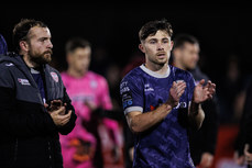 Paul McMullan and Adam O'Reilly applaud the fans after the game 18/10/2024