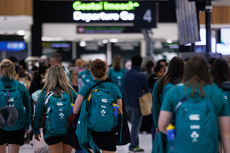 The Ireland Women's Rugby Team head for the departure gates 20/9/2024