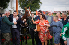 Padraig Roche and the winning connections celebrate after winning with Back Down Under  28/6/2024