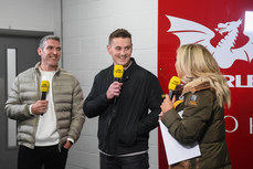 Jonathan Davies and James Hook interviewed by Sarra Elgan before the game 18/10/2024