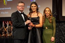 2024 PwC Camogie Soaring Stars Winner, Clodagh Tynan with Brian Molloy and Marie Coady 15/11/2024