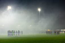 Galway United and Sligo Rovers observe a minute’s applause before the game 25/10/2024