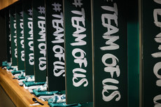 A view of Vodafone #TeamOfUs branding in the Ireland changing room 8/11/2024