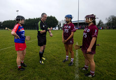 Mike Ryan at the coin toss with Eleanor Harrison, Sophie Slowey and Shanise Fitzsimons 24/11/2019