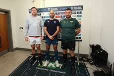 Alan O’Connor with Andrea Piardi and Jac Morgan at the coin toss 18/10/2024