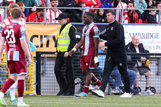 Frantz Pierrot leaves the pitch after being sent off 28/6/2024