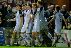 Sligo Rovers players celebrate Simon Power scoring their second goal 25/10/2024