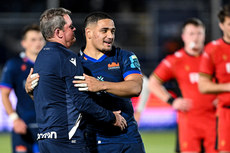 Sean Everitt and Sione Tuipulotu celebrate after the game 19/10/2024