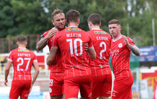 Patrick Barrett celebrates John Martin scoring a goal 
28/6/2024