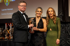 2024 PwC Camogie Soaring Stars Winner, Lauren Homan with Brian Molloy and Marie Coady 15/11/2024