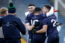 Daragh McCahey, Ciarán McCormack and Ciaran Connolly celebrate at the final whistle 20/10/2024 