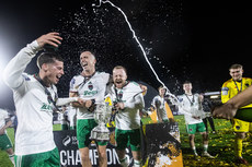 Evan McLaughlin, Charlie Lyons and Jack Doherty celebrate winning the league 18/10/2024