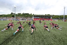 Derry players warming up before the game 28/6/2024