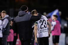 Ruaidhrí Higgins consoles John Mountney after the game 18/10/2024