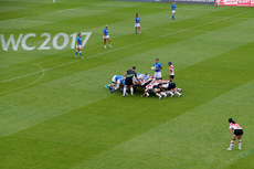 A general view of a scrum during the game 22/8/2017