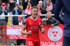 Evan Caffrey celebrates scoring his sides second goal  28/6/2024