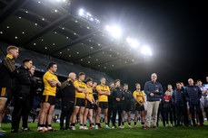 Jarlath Burns talks to the team huddle after the game 19/10/2024