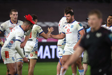 Vodacom Bulls' players celebrate at the final whistle 12/10/2024