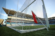 A view of an Umpire’s red and white flags ahead of the game 19/10/2024