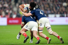 Wallace Sititi is tackled by Jean-Baptiste Gros and Thibaud Flament 16/11/2024