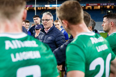 Jarlath Burns speaks to both teams after the game 19/10/2024