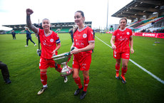 Pearl Slattery and Rachel Graham celebrate winning The FAI Cup 20/10/2024 