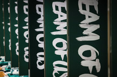 A view of Vodafone #TeamOfUs branding in the Ireland changing room 8/11/2024