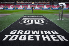 A view of BKT United Rugby Championship branding at Parc y Scarlets before the game 18/10/2024