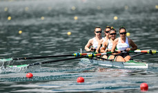 Aifric Keogh, Fiona Murtagh, Tara Hanlon and Eimear Lambe on their way to finishing second and qualifying for the repechage 25/5/2023 