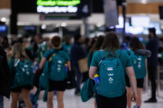 The Ireland Women's Rugby Team head for the departure gates 20/9/2024