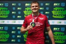 Taine Plumtree is presented with the BKT United Rugby Championship Player of the Match award 18/10/2024