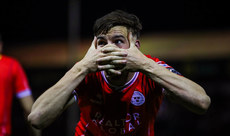 Sean Boyd celebrates scoring his side’s second goal from a penalty 18/10/2024