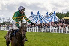 Paul Townend celebrates winning the Irish Grand National with I Am Maximus 10/4/2023
