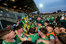 The Offaly team celebrate with the trophy 17/5/2023 