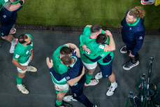 reland players celebrate winning the Grand Slam in the tunnel before the final whistle 18/3/2023