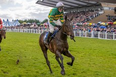 Paul Townend celebrates winning the Irish Grand National with I Am Maximus 10/4/2023