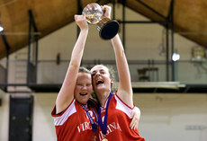 Ciara Brady and Aoife Maguire lift the trophy 19/3/2013