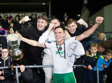 Charlie Lyons celebrates with fans after the game 18/10/2024