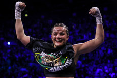 Chantelle Cameron celebrates after being declared the winner by majority decision 20/5/2023 