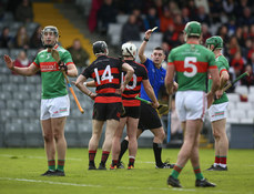 Dessie Hutchinson is shown a yellow card 17/11/2024