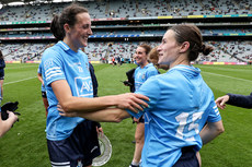 Hannah Tyrrell celebrates after the game with Sinead Aherne 14/8/2021