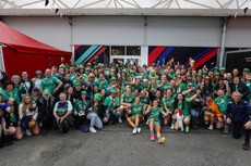 Ireland players celebrate victory and qualification for the 2024 Paris Olympic Games with supporters 14/5/2023