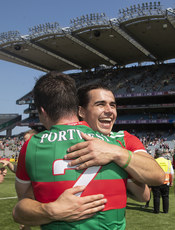 Oisin Mullen celebrates after the game with Stephen Coen 25/7/2021