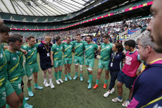 The Ireland team huddle after the game 21/5/2023
