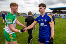 Oisin Gallen and Ronan Lanigan shake hands after the final whistle 20/5/2023