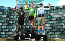 Gareth Davis, Lee Clarke and Daragh McCarter on the podium after the race 24/7/2022