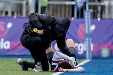 Ethan Balamash receives medical attention after scoring his teams third try 13/3/2023