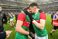 Padraig O’Hora celebrates after the game with Jack Coyne 14/8/2021
